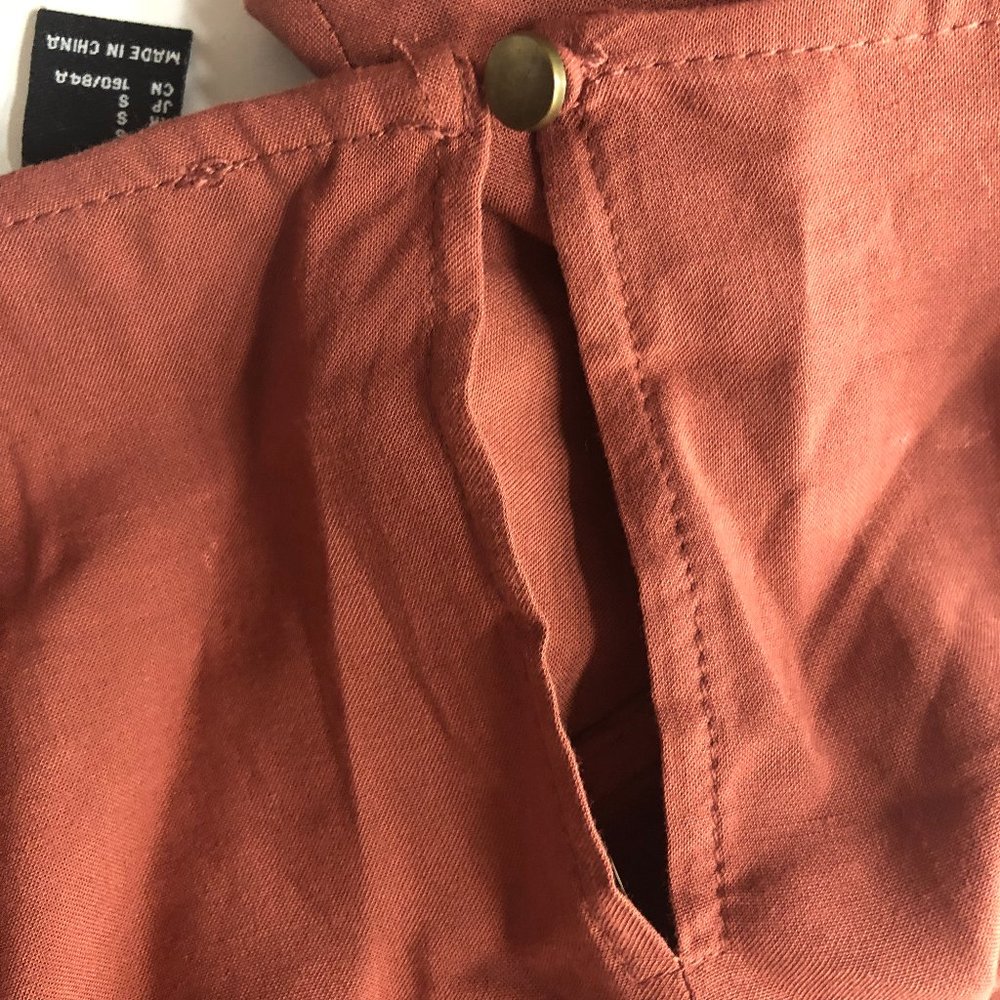 Forever 21 Rust Lace-Hem Boho Blouse | Long Sleeve | Size S - Picture 7 of 11